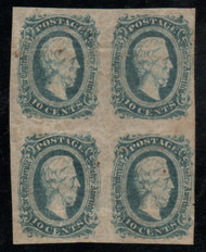 Confed #11 VF OG Hr, Block, usual gum bends, stain on one stamp, nice block