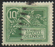 #E 7 F-VF, handstamp cancel, vivid color!