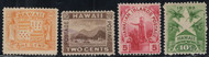 Hawaii #74 - 77 VF OG H, 1 used, eye popping color set! SEE PHOTO