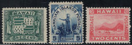 Hawaii #80 - 82 F-VF OG H, vivid color set!