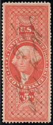 #R 89 F-VF, sock on the nose fancy signature cancel, tiny thin, bright color!
