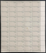 #1934b VF OG NH, 18c Frederic Remington Sheet of 50, black ommitted, tiny stain on one stamp, very neat!
