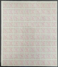 #2521b OG NH, 4c Markup Rate Sheet of 100, imperf error, very neat!