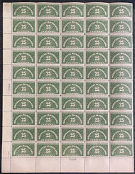 #QE4 VF+ OG NH, 25c Special Delivery Sheet of 50, robust color!
