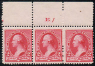 # 220 F-VF OG NH, Strip of 3 with letters, very nice color!
