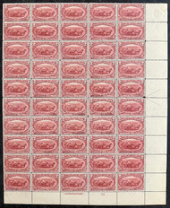 # 286 F/VF to XF OG NH, sheet of 50, plate block is VF/XF, overall gum spots, SCARCE SHEET!