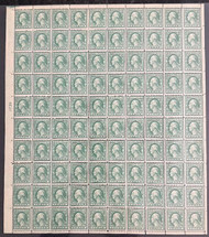 # 542 F/VF OG NH, sheet of 100, perforation separations and some rejoining perforations, A SCARCE SHEET!