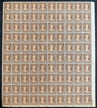 # 636 F/VF to VF OG NH, 4c M Washington sheet of 100, Choice!