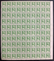 # 705 VF to XF OG NH, 1c Washington sheet of 100, Super!