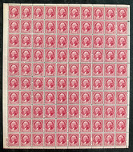 # 707 VF OG NH, 2c Washington, full sheet of 100, Nice!