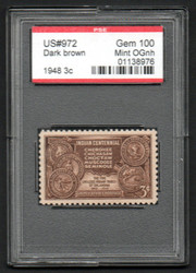 # 972 GEM OG NH, w/PSE (GRADED 100, ENCAPSULATED) CERT, rich color, SELECT!
