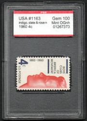 #1163 GEM OG NH, w/PSE (GRADED 100, ENCAPSULATED) CERT, bold color, SELECT!