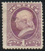 #O 25 F-VF OG Hr's, pretty color, large margins!
