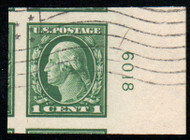 # 408 GEM JUMBO, w/PSE (GRADED 100J (07/07)) CERT, Plate number single, wavy lines flag cancel, monster margins, GEM!