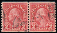 # 599A XF, w/PSE (GRADED 90 (09/24)) CERT, Pair, short corner perf at right, multiple cancels, terrific color, SELECT!