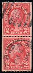 # 606 XF, w/PSE (GRADED 90 (03/19)) CERT, Line Pair, town cancels, bold color, CHOICE!