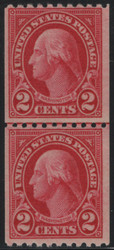 # 606a F/VF OG VLH, Line Pair, Carmine Lake, w/PSE (04/06) CERT, deep dark shade, only purchase with proper certification, this stamp is highly counterfeited, VERY NICE!