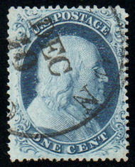 #  21 VF, w/PF (05/25) CERT, town cancel, nibbled perforation at bottom, nice looking