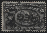 # 245 F/VF, used, $5 Columbian, faint crease only seen in fluid, nice stamp