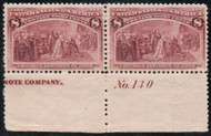# 236 VF OG LH, Plate Pair w/ partial imprint, spectacular color!