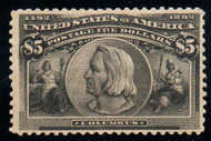# 245 F/VF OG VLH, w/APS (03/19) CERT, a nice $5 Columbian, very light hinge mark, super fresh!