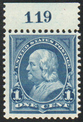 # 264 F-VF OG NH, Plate number single w/ top, pretty color!