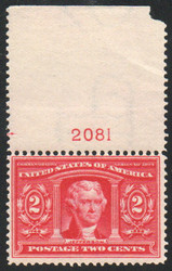 # 324 F-VF OG NH, Plate number single w/ super large top, lovely color!