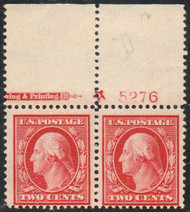 # 332 F-VF OG stamps NH, Plate Pair w/ star & partial imprint, dated backstamp in margin only, very neat piece!