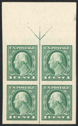 # 408 SUPERB JUMBO OG NH, Line Block of 4, beautifully centered, GEM!