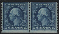 # 496a F-VF OG NH, Line Pair,  small holes, vivid color, rare!