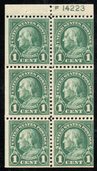 # 552a F-VF OG NH, Booklet Pane of 6 w/ plate number, lovely color!