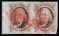 #   1 SUPERB JUMBO to VF, Pair, grid cancel, natural paper wrinkle, nice find!