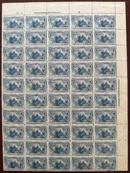 # 230 F/VF OG NH, Sheet of 50, five bottom stamps are hinged, A RARE FULL INTACT SHEET!