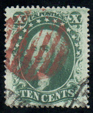 #  35 VF/XF JUMBO, red grid cancel, fresh color, large margins, SELECT!