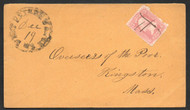 #  64 VF, w/PF (07/24) CERT, from West Bridgewater to Kingston Mass. Cover, stamp is defective, fresh color!