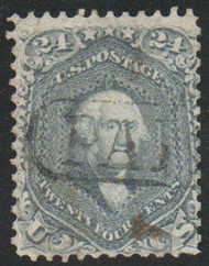 #  70b Fine+, w/PSAG (10/22) CERT, Steel Blue Shade, Paid cancel, reperf at right, lovely color!