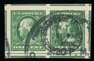 # 383 XF-SUPERB, Pair w/ guide line at bottom, w/PSE (GRADED 95 (04/21)) CERT, town cancel, robust color, SELECT!