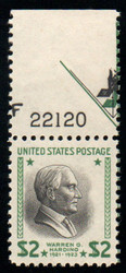 # 833v XF OG NH, w/PSE (01/21) CERT, shifted Harding, Plate Number, grade was reduced due to the vignette shift, Nice Freak!
