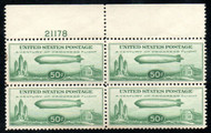 #C 18 VF/XF OG NH, Plate Number Block, robust color, SELECT!
