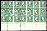 # 498v, Fine+ OG NH, PB of 21, w/PSE (09/22) CERT, looks like 498a Imperf Horizontally (blind perfs), the bottom pair has two very weak perforation dents showing, seen only on reverse, Neat variety!