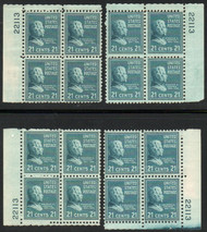 # 826 F/VF to VF OG NH, 22113, Matched Set of 4 plate blocks, fresh