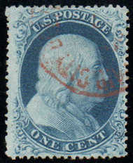 #  22 VF+, red town cancel, nice color!