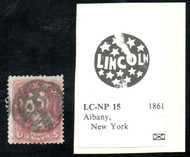 #  65 F/VF, super S-O-N "Lincoln" fancy cancel, a terrific item, Super!