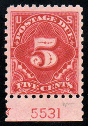 #J 55 F/VF OG LH, plate number single w/ star marking, rich color!