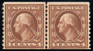 # 457 F/VF OG H, Line Pair, bold color!