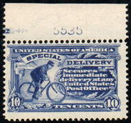 #E 6 F/VF OG Hr, Plate number single w/ top & partial imprint, nice color!