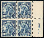 # 565 VF+ OG NH, block w/ designer initials, bold color!