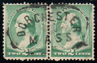 # 213 VF, Pair, Dorchester Massachusetts cancel, terrific color!