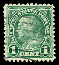 # 594 VF for issue, w/PF (12/19) CERT, only 110 used copies are known, one of the better centered stamps as Scott values this as Fine, small repair, RARITY!