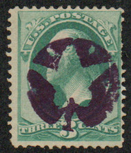 # 147 F-VF, violet hollowed "leaf" cancel, nice strike!